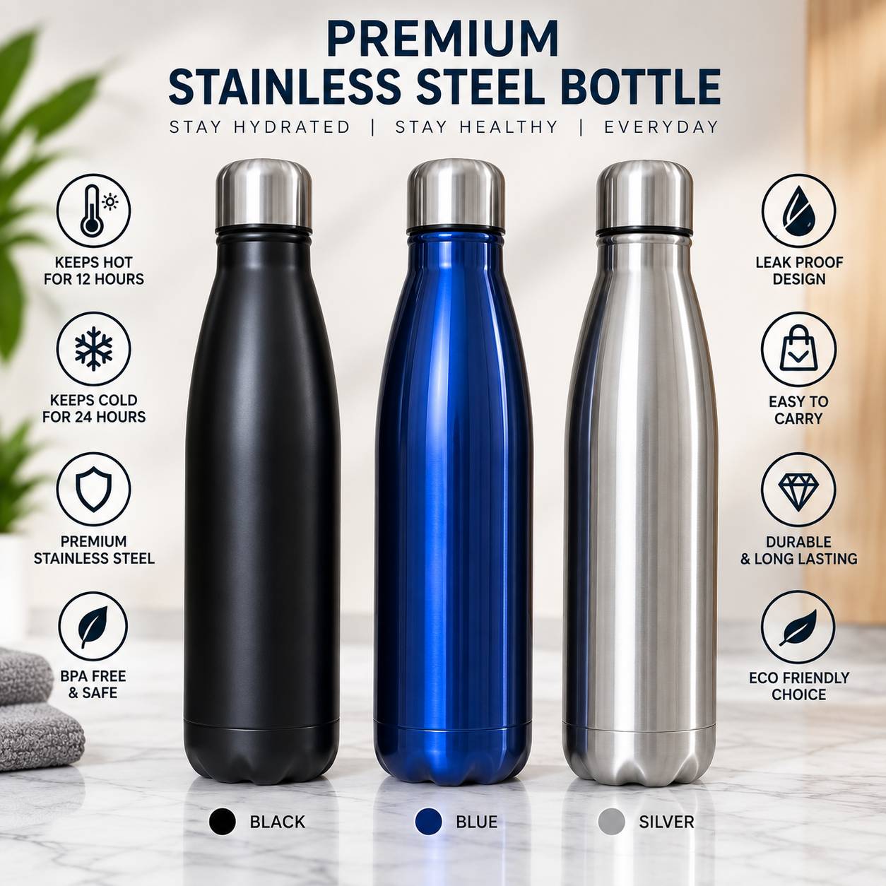 Custom Logo Vacuum Insulated Steel Bottle