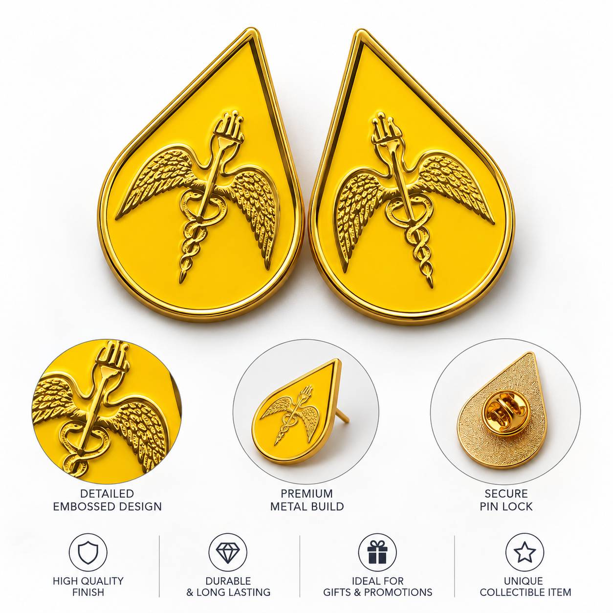 Medical Caduceus Enamel Lapel Pin